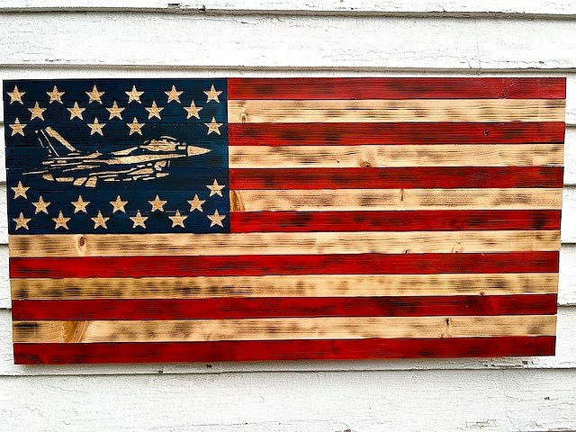 Custom airplane wooden flag