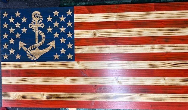 Navy tribute wooden flag